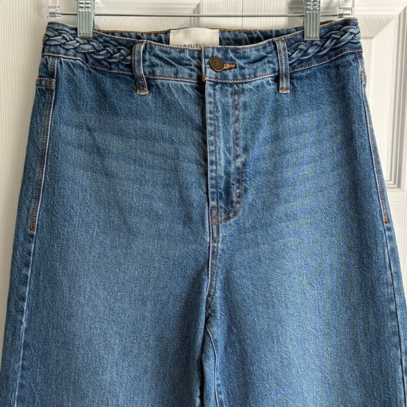 Habitual Denim - Habitual Braided Waist Wide Leg Jeans Women's 4 Inseam 25.5 Inches High Waist